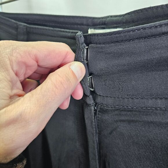 Cache Black Satin Finish Straight Leg Trousers Size 8 - Picture 7 of 8